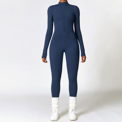 TALIA | Belleze Fleece Long Sleeve Zipper Jumpsuit