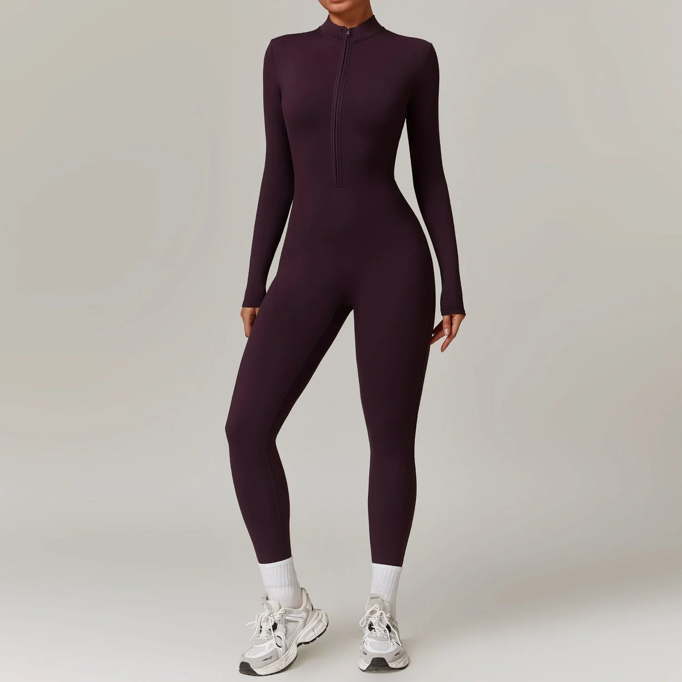 TALIA | Belleze Fleece Long Sleeve Zipper Jumpsuit
