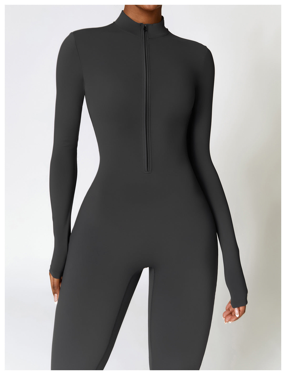 TALIA | Belleze Fleece Long Sleeve Zipper Jumpsuit