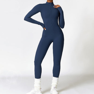 TALIA | Belleze Fleece Long Sleeve Zipper Jumpsuit