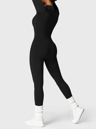 TALIA | Belleze Fleece Long Sleeve Zipper Jumpsuit