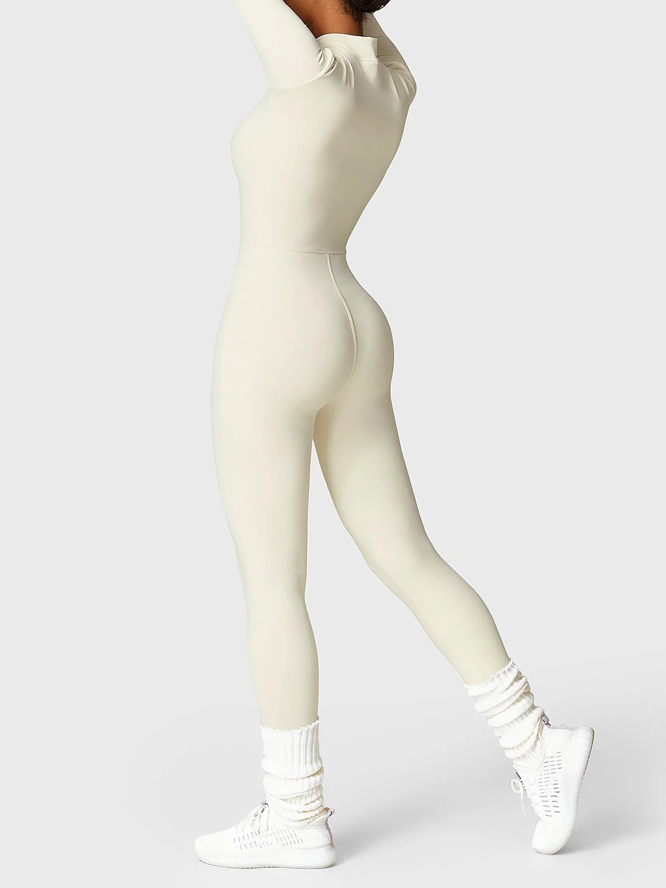 TALIA | Belleze Fleece Long Sleeve Zipper Jumpsuit