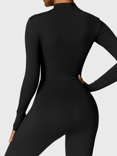TALIA | Belleze Fleece Long Sleeve Zipper Jumpsuit