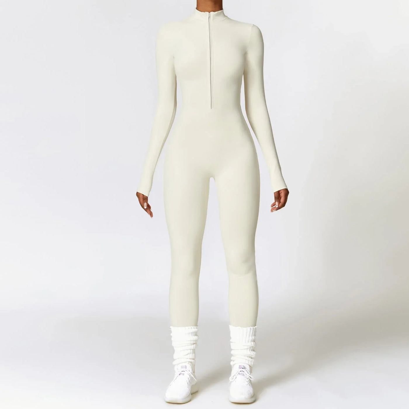 TALIA | Belleze Fleece Long Sleeve Zipper Jumpsuit