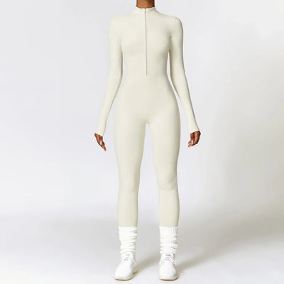 TALIA | Belleze Fleece Long Sleeve Zipper Jumpsuit